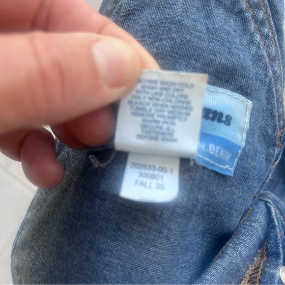 80s 90s Classic Old Navy Blue Jean Overalls Floral Patches XS - Picture 14 of 15